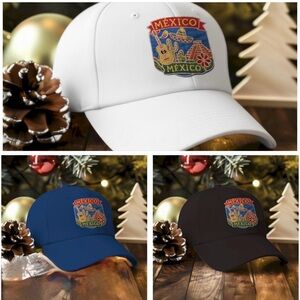 Mexico Embroidered Cap in White, Blue, and Black